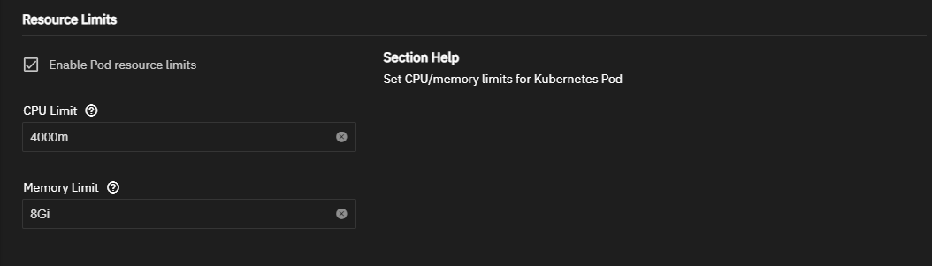 Resource Limits Settings