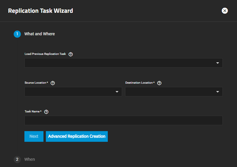 Add Replication Task Wizard What and When