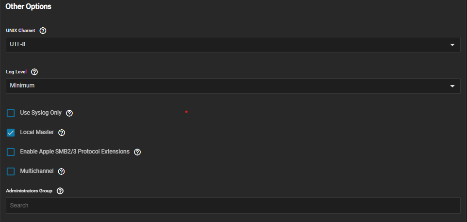 SMB Service Advanced Options