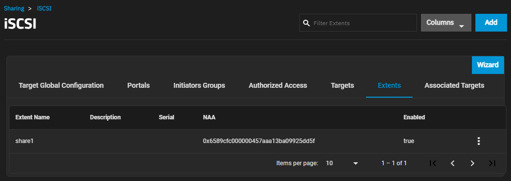 SharingiSCSIExtentsScreen