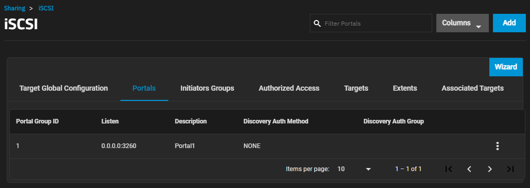 SharingiSCSIPortalsScreen