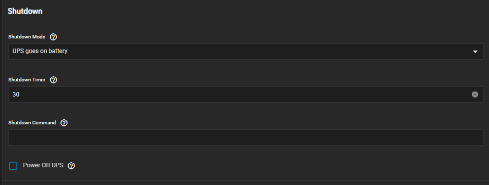UPS Service Shutdown Settings