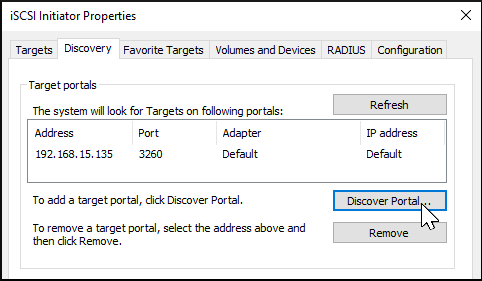 WindowsISCSIInitiatorDiscoverPortal