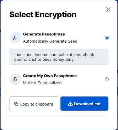 StorjCreateAccessSelectEncryptionOptions