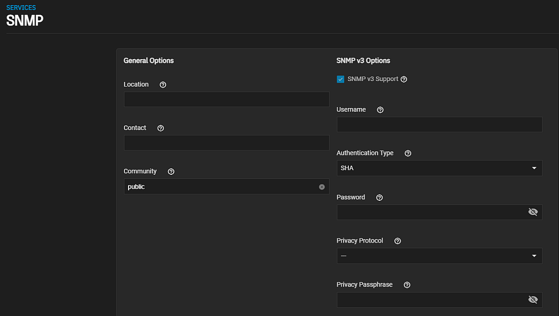 SNMPServiceSettingsV3Options