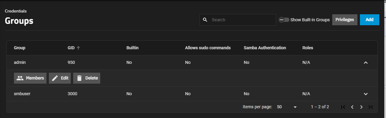 Expanded Group Screen