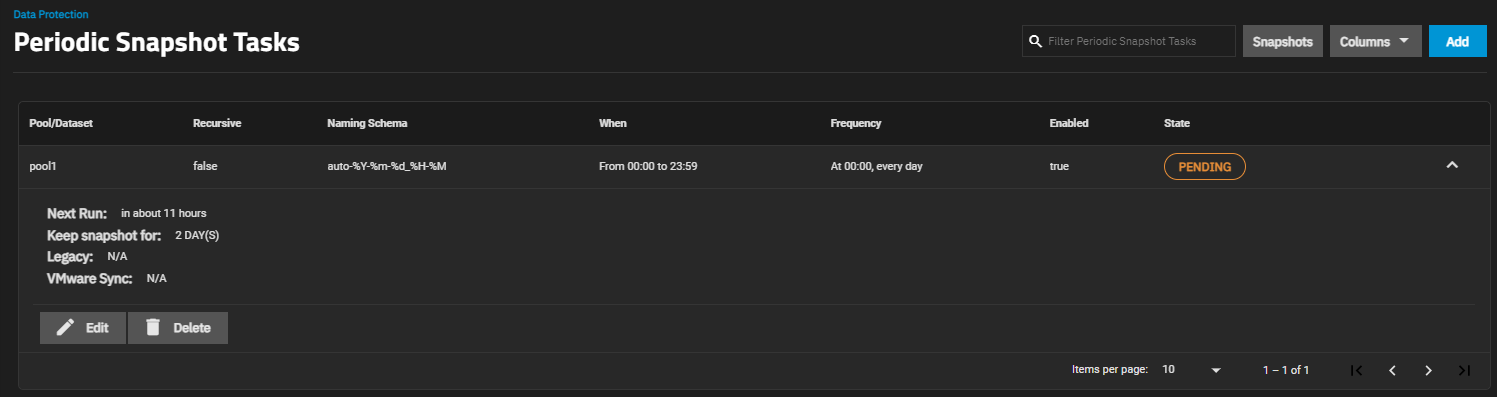 Periodic Snapshot Task Details DataProtectionPeriodicSnapshotTasksDetails