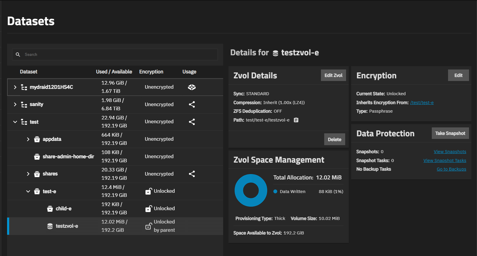 Dataset Tree Table and Zvol Widgets Dataset Tree Table and Zvol Widgets