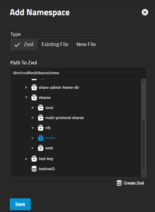Add Namespace Screen Add Namespace Screen
