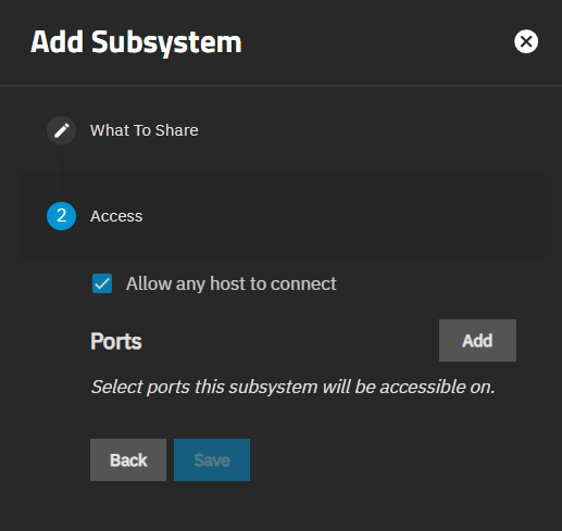Add Subsystem Access Screen Add Subsystem Access Screen