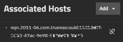 Associated Hosts Card with a Host Associated Hosts Card with a Host