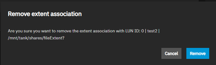 Remove Extent Association Dialog Remove Extent Association Dialog