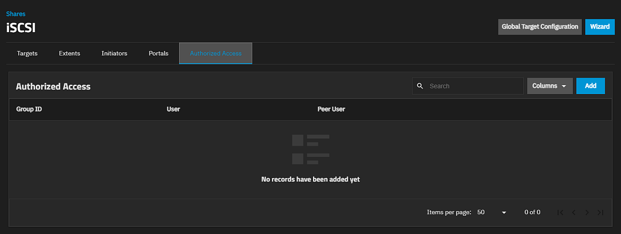 iSCSI Authorized Access Screen iSCSI Authorized Access Screen