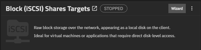 Block (iSCSI) Share Target Widget without Shares Block (iSCSI) Share Target Widget without Shares