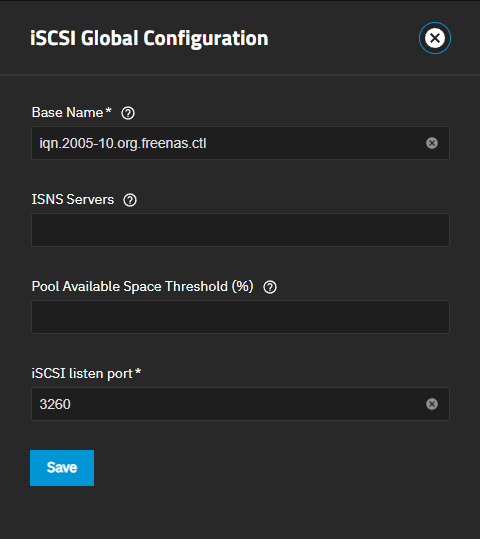 iSCSI Global Configuration Screen iSCSI Global Configuration Screen