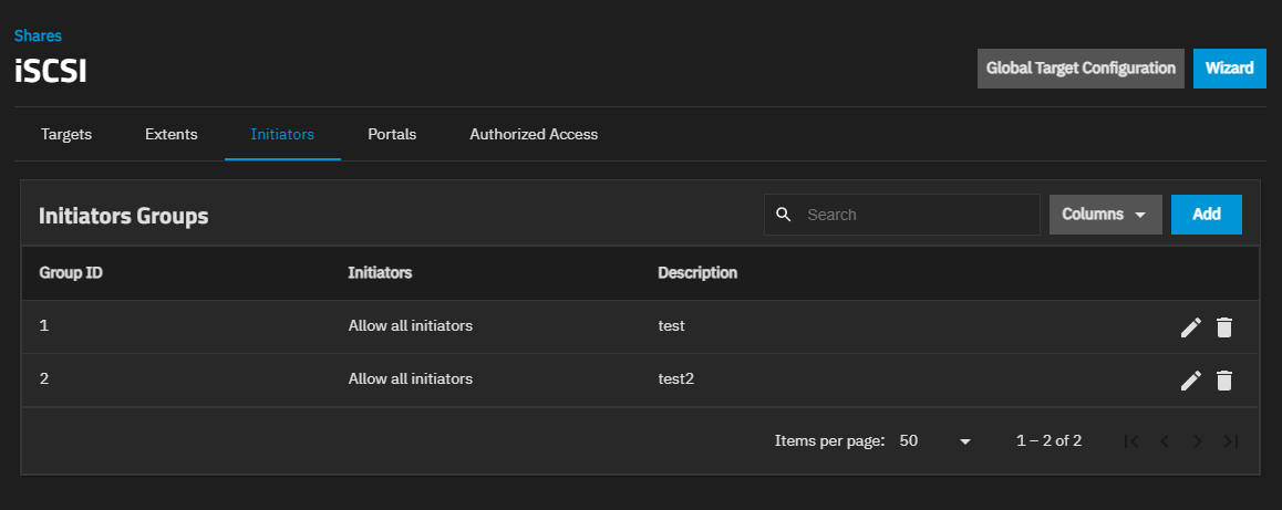 iSCSI Initiator Screen iSCSI Initiator Screen