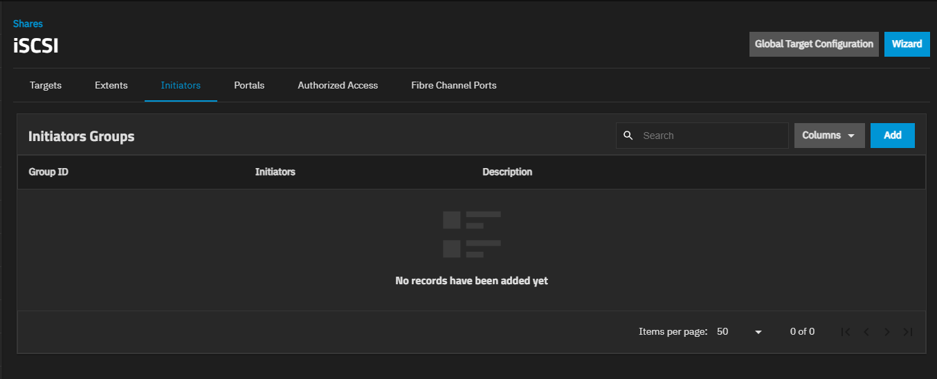 iSCSI Initiator Screen - Fibre Channel iSCSI Initiator Screen - Fibre Channel