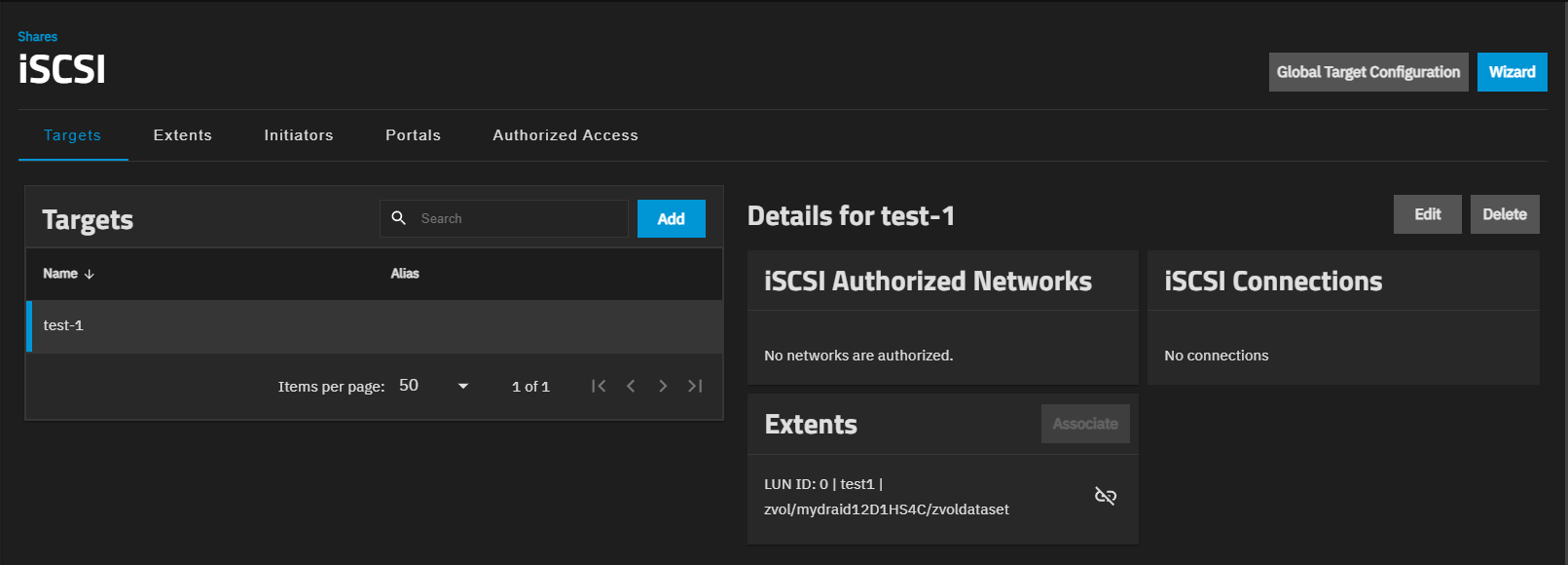 iSCSI Target Screen iSCSI Target Screen