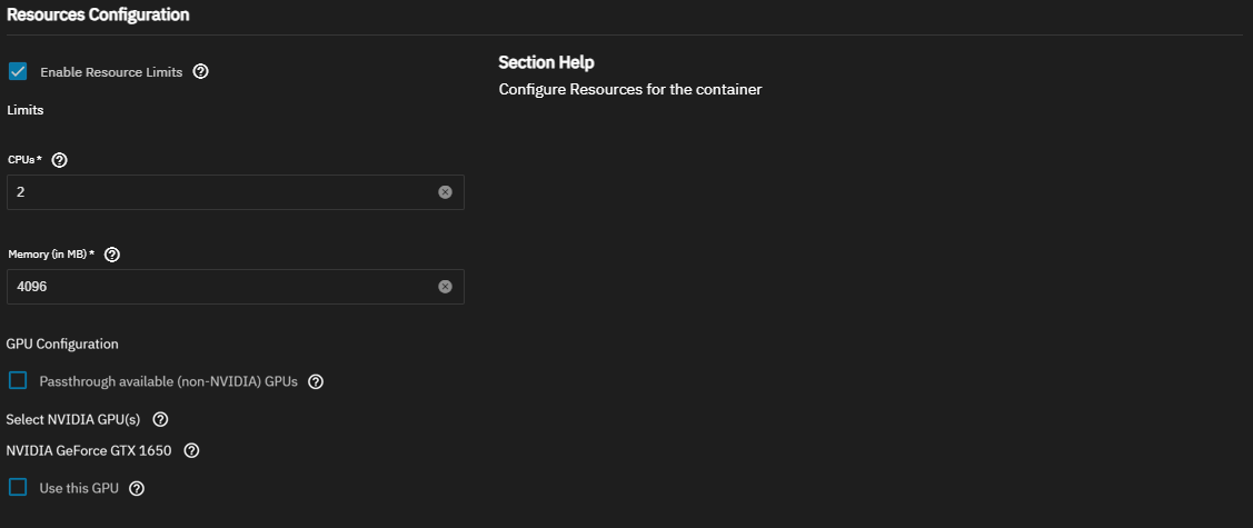 Resources Configuration Settings Resources Configuration Settings