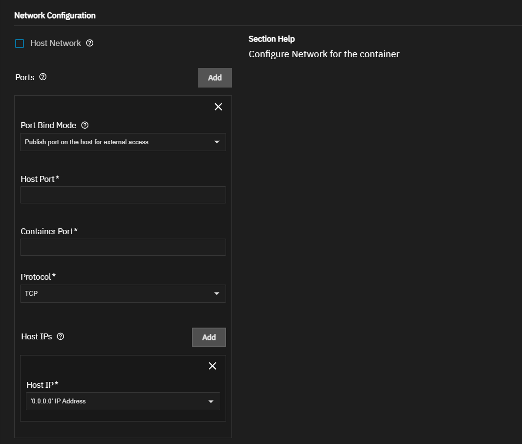 Ports Settings Ports Settings