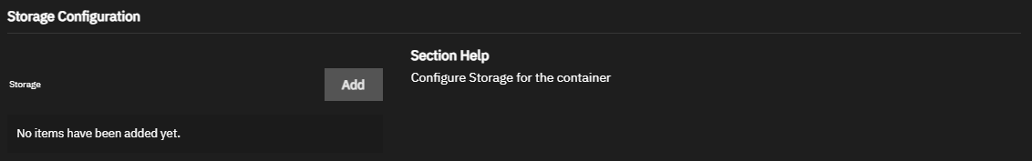Storage Configuration Settings Storage Configuration Settings