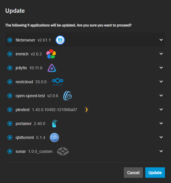 App Bulk Update Dialog App Bulk Update Dialog