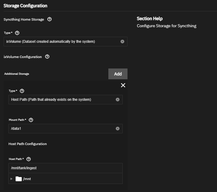 Additional Storage - Host Path Additional Storage - Host Path
