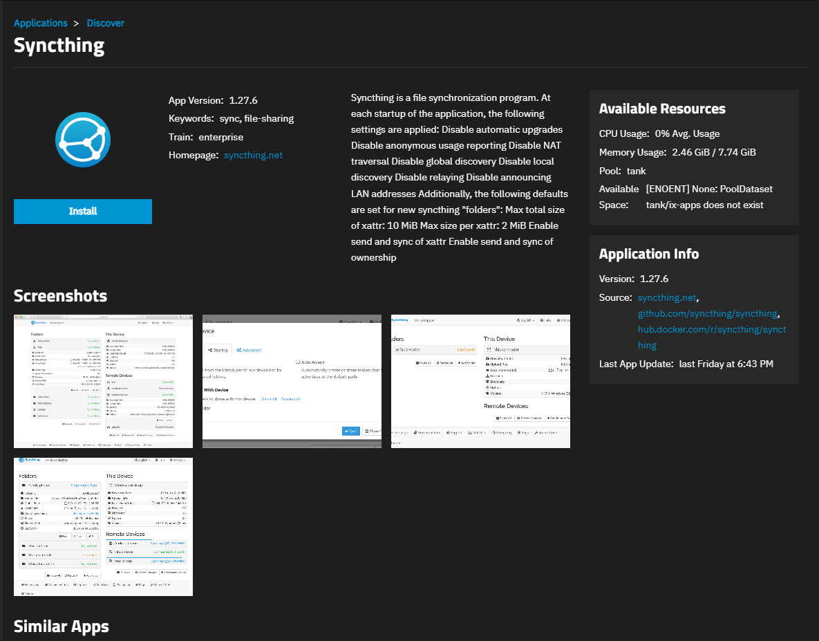 Syncthing Enterprise Details Screen Syncthing Enterprise Details Screen
