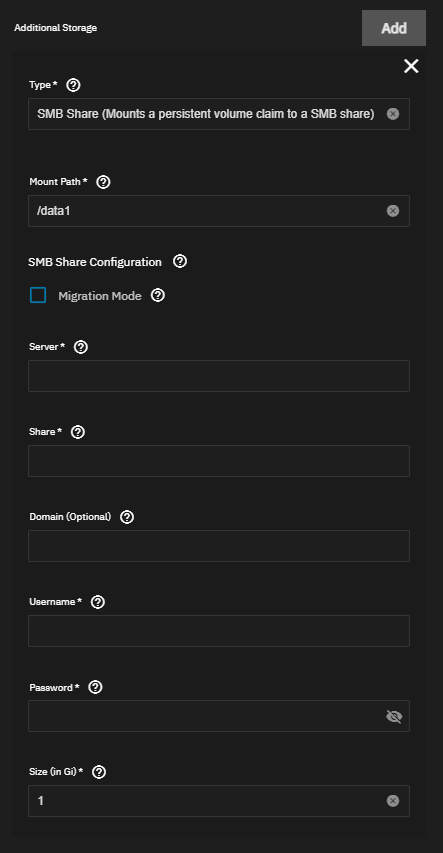 Additional Storage - SMB Share Additional Storage - SMB Share