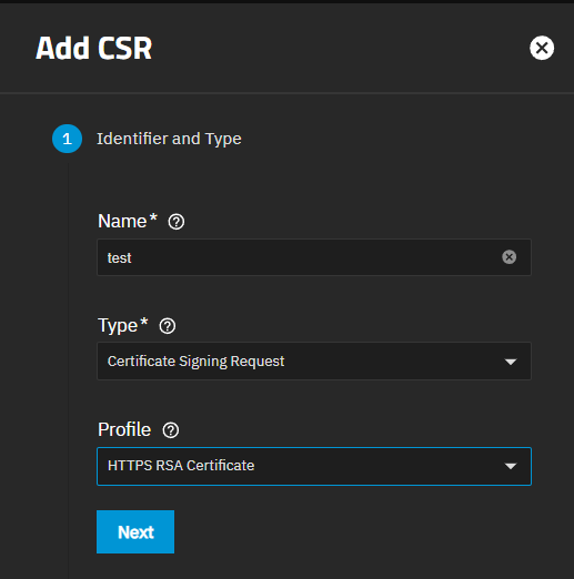 Add CSR Certificate Options RSA Type Add CSR Certificate Options RSA Type
