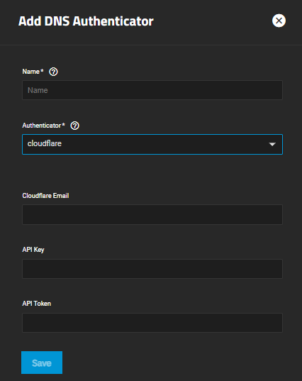 Add DNS Authenticator Add DNS Authenticator