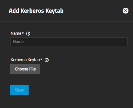 Add Kerberos Keytab AddKerberosKeytabScreen