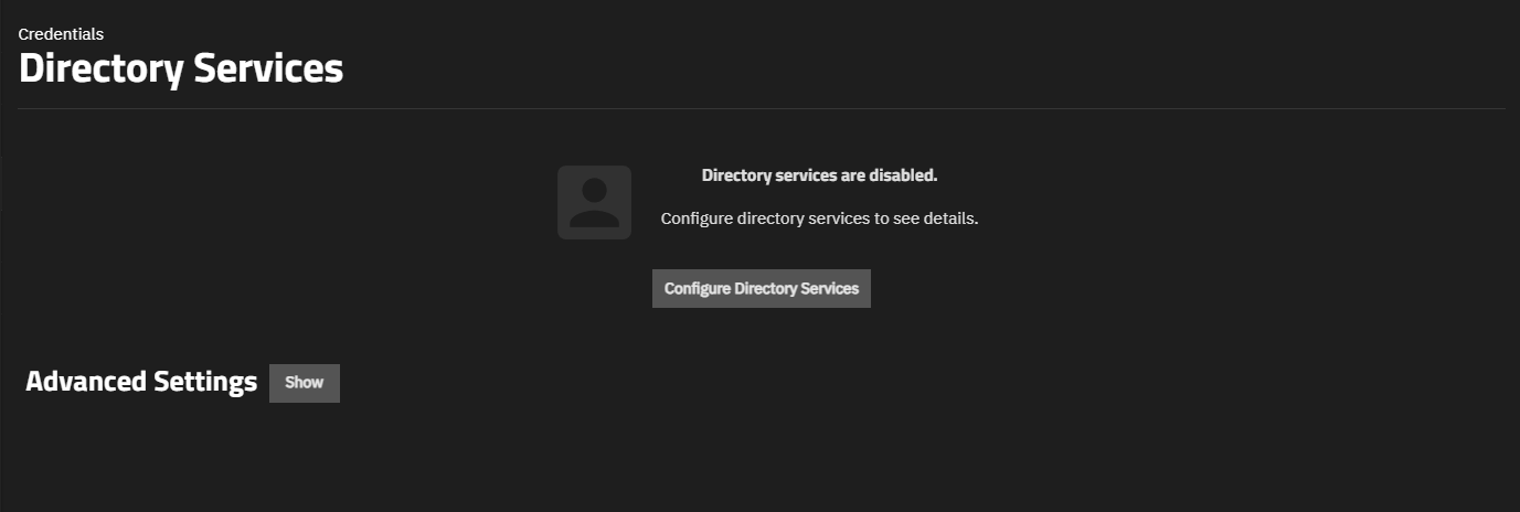 Directory Services Screen Directory Services Screen