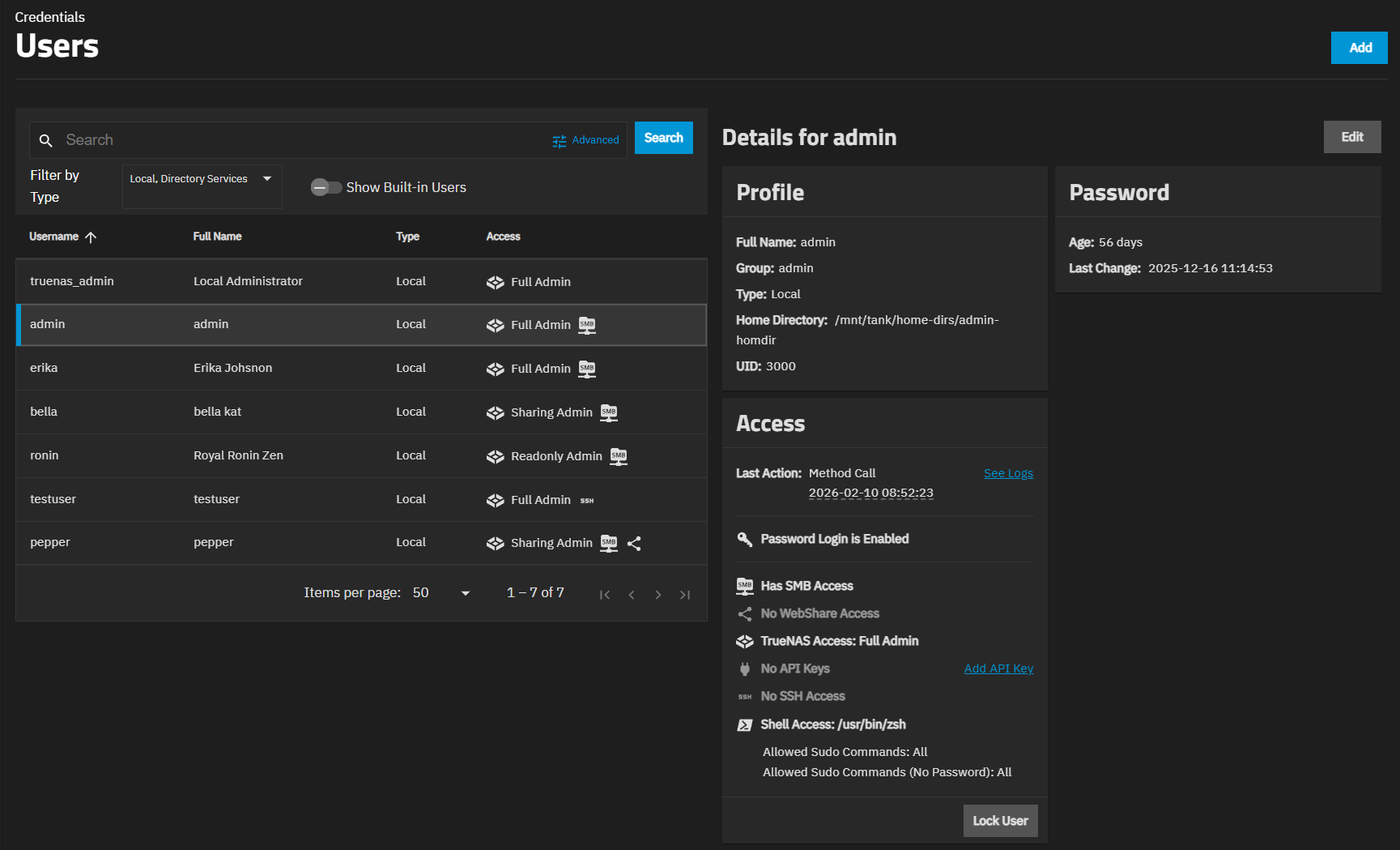 Users screen Users screen
