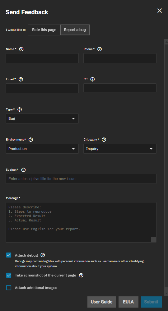 TrueNAS Enterprise Bug Report Form TrueNAS Enterprise Bug Report Form