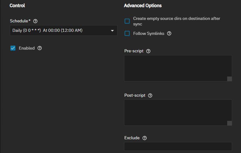Add Cloud Sync Task Control and Advanced Options Add Cloud Sync Task Control and Advanced Options