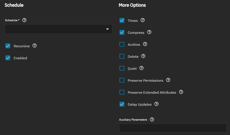 Rsync Task Schedule and Other Options Settings Rsync Task Schedule and Other Options Settings