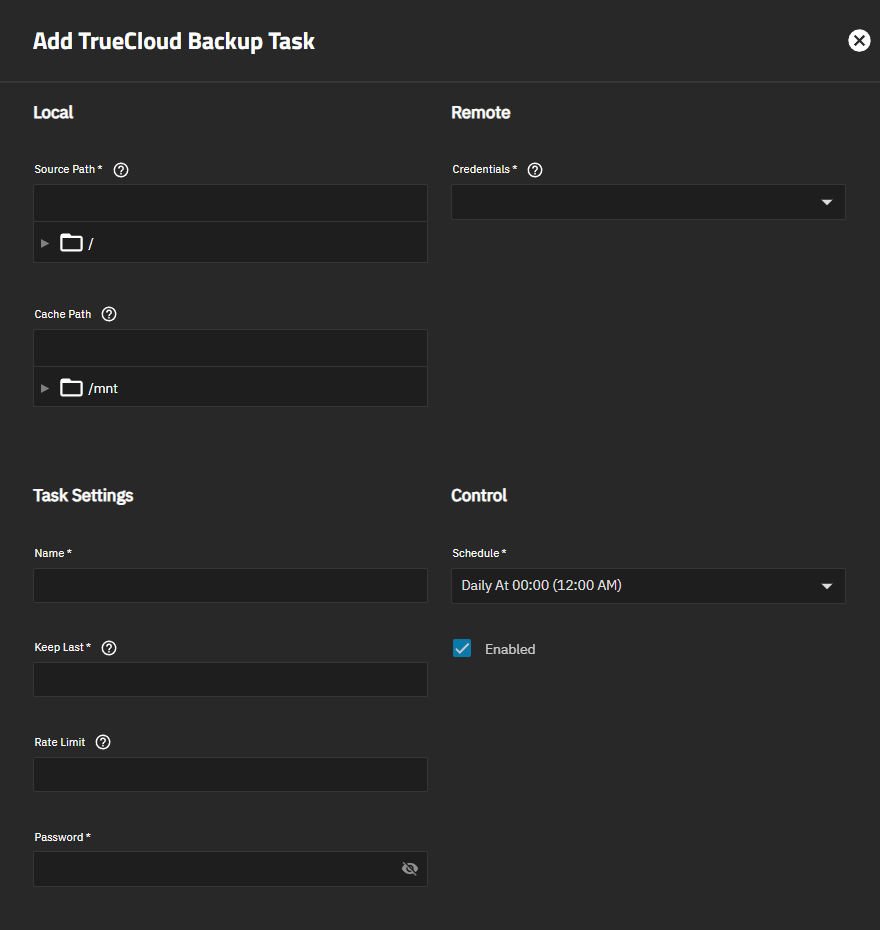 Add TrueCloud Backup Task Add TrueCloud Backup Task
