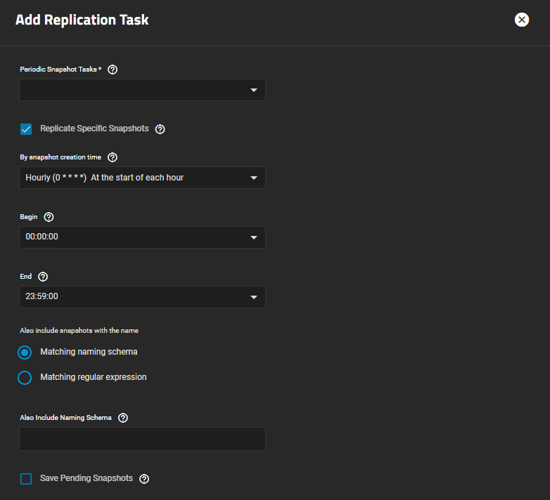 Add Replication Task Snapshot Add Replication Task Snapshot