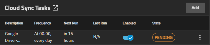 Pending Cloud Sync Task CloudSyncTaskGoogleDrivePending