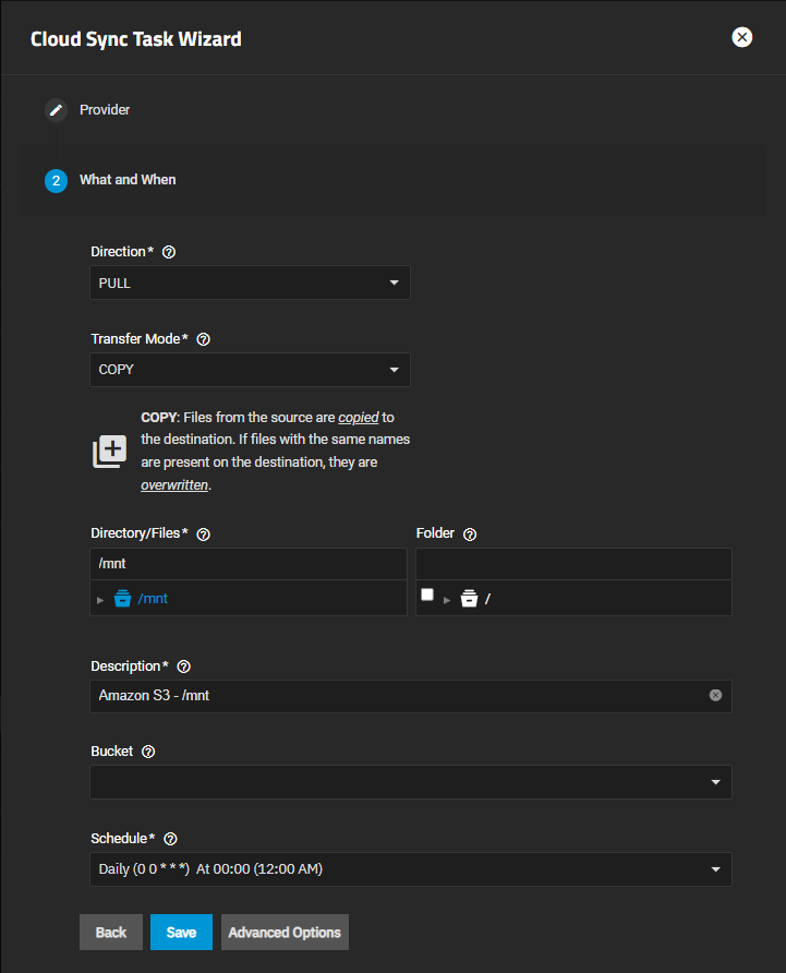 Cloud Sync Task Wizard What and When Cloud Sync Task Wizard What and When