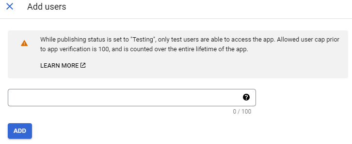 Add Test User Add Test User