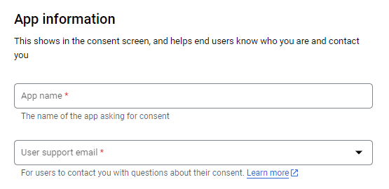 Enter App Information Enter App Information