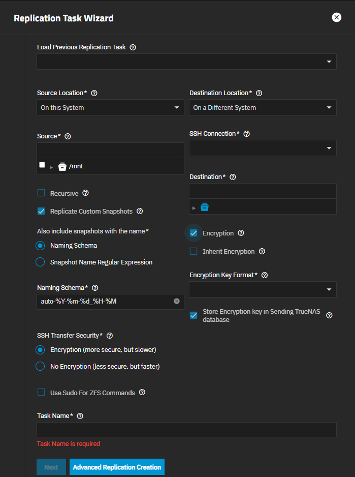 Replication Task Wizard What and When All Settings Replication Task Wizard What and When All Settings