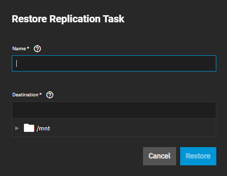 Restore Replication Task Restore Replication Task