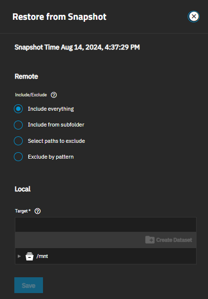 Restore from Snapshot Restore from Snapshot