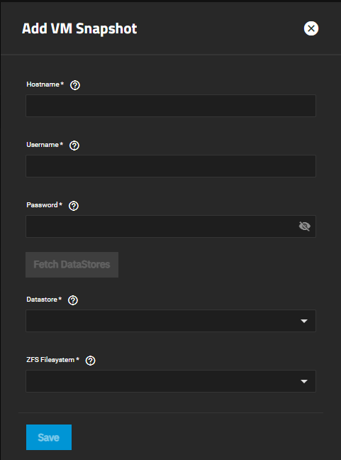 Add VMware Snapshot Screen Add VMware Snapshot Screen