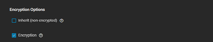 Add Dataset Encryption Options Clear Inherit Add Dataset Encryption Options Clear Inherit