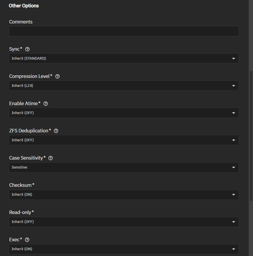 Dataset Advanced Other Options Dataset Advanced Other Options