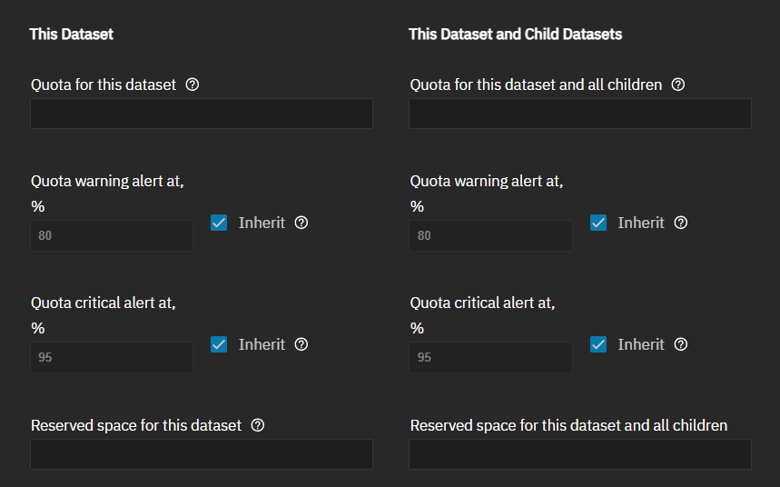 Add Dataset Quota Options Add Dataset Quota Options